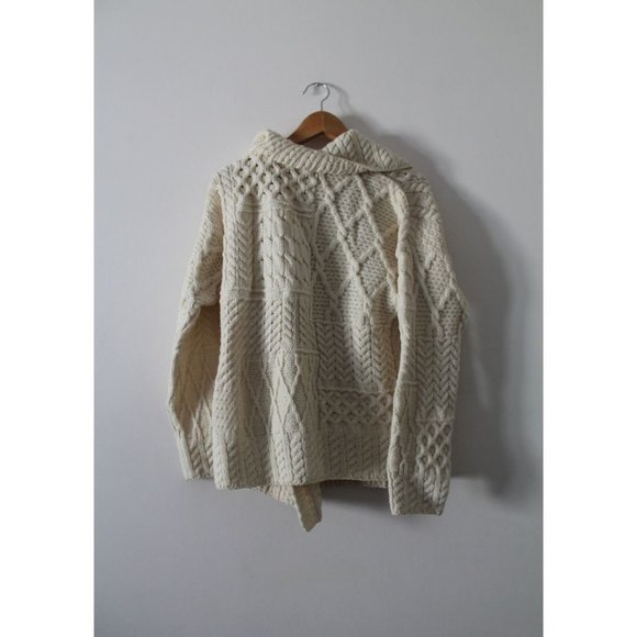 Carraig Donn One Button Irish Wool Cardigan Sweater Cream Size Large - Picture 3 of 5